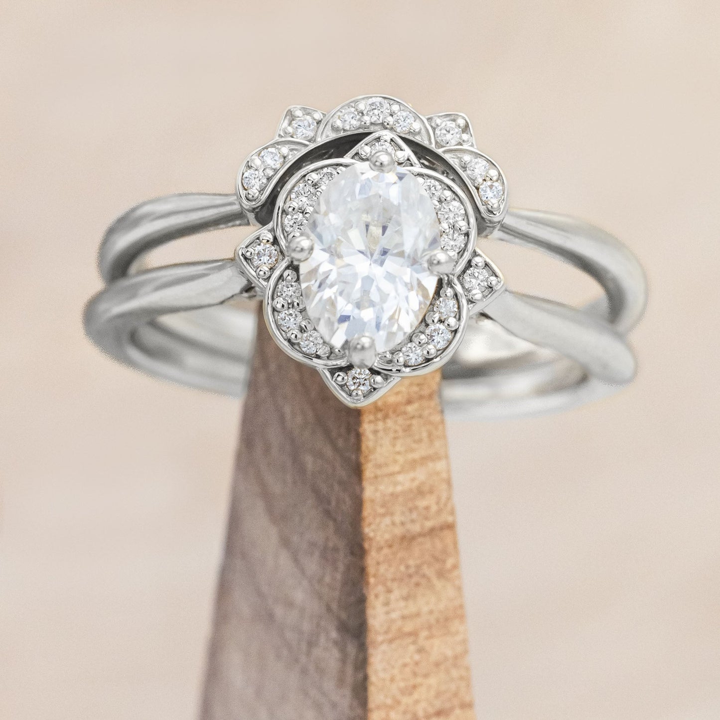 "Jane" - Moissanite Engagement Ring With Diamond Accents & Tracer