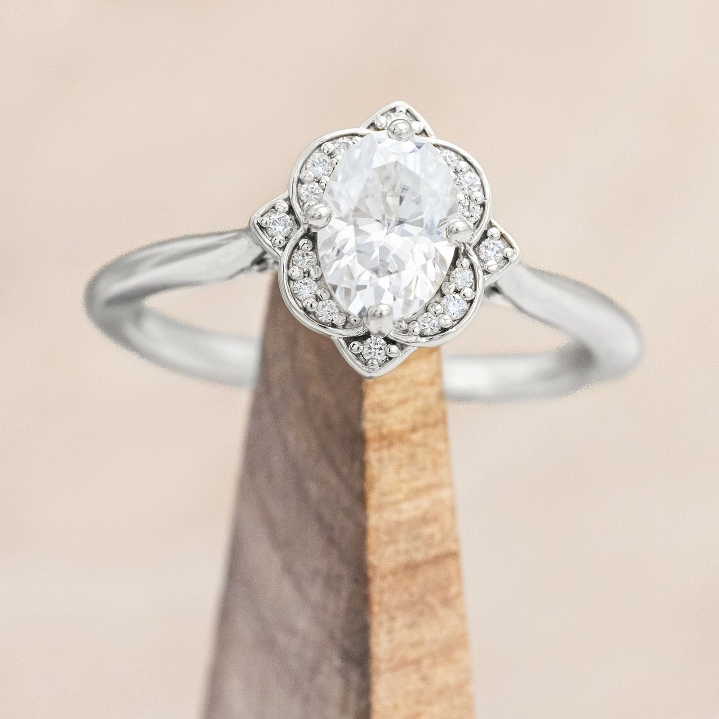 "Jane" - Moissanite Engagement Ring With Diamond Accents & Tracer