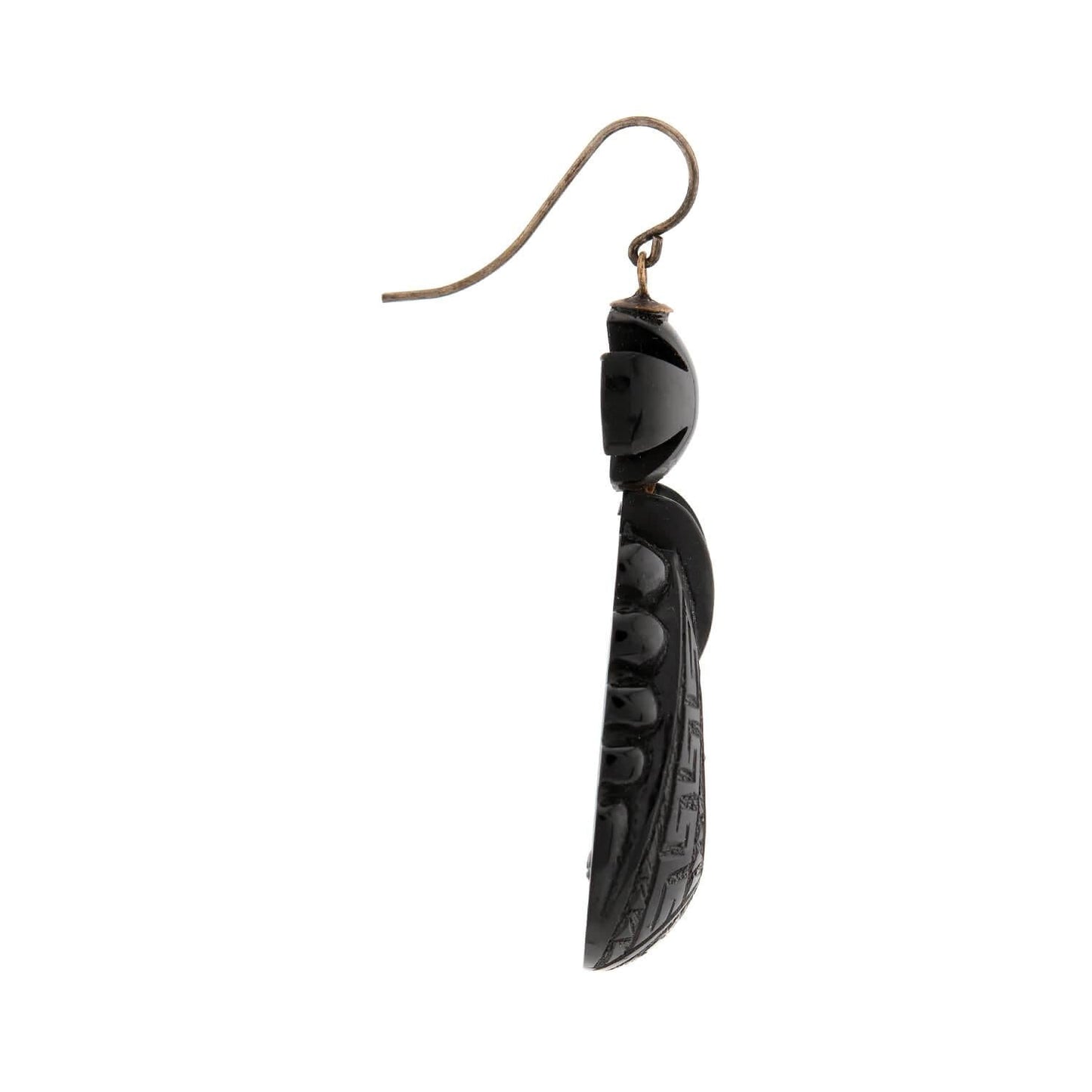 Victorian Brass Jet Dangle Earrings