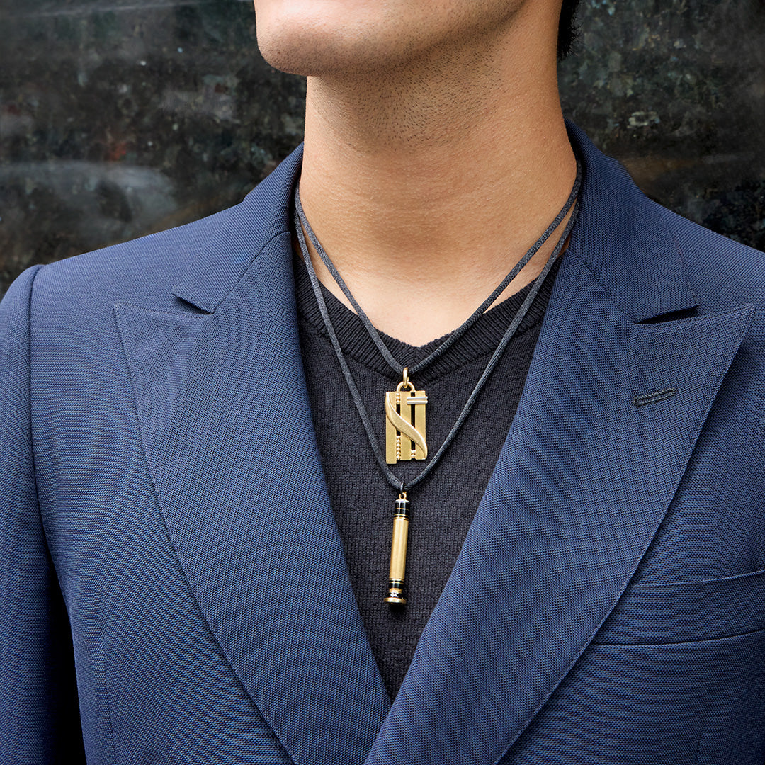 Cartier Paris Art Deco Enamel and Diamond Pencil Pendant Necklace
