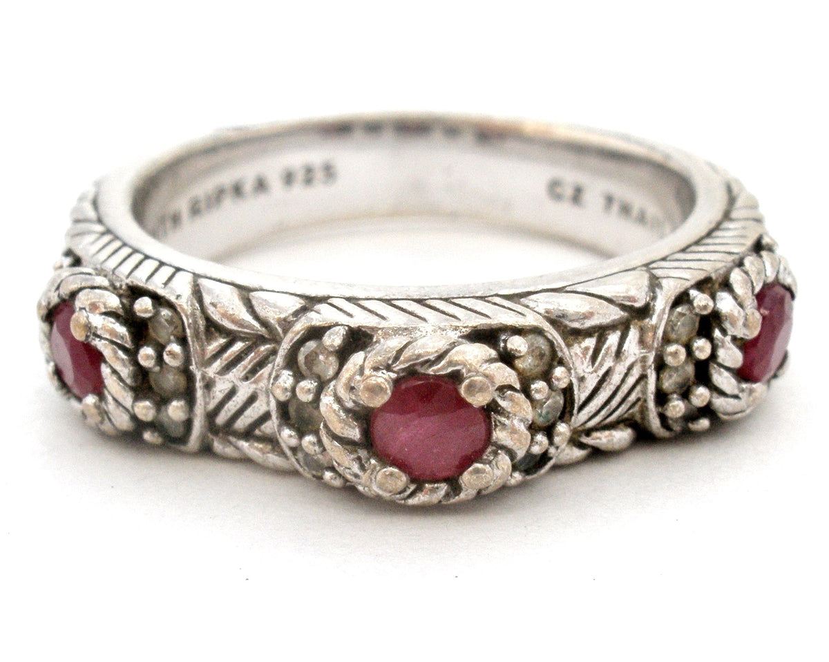 Judith Ripka Ruby Ring Sterling Silver Size 7