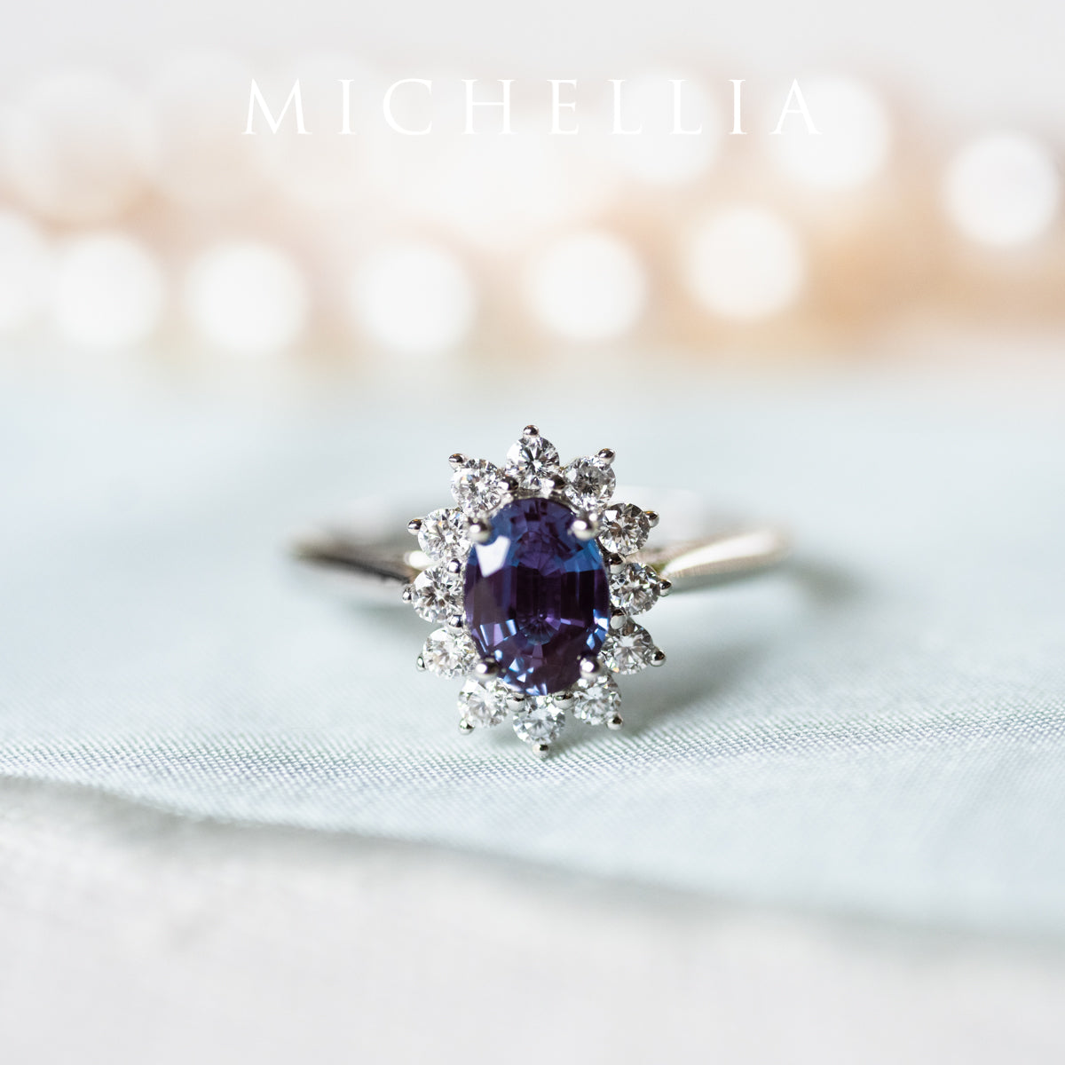 [Julianne] Vintage Bloom Oval Cut Ring in Lab Alexandrite