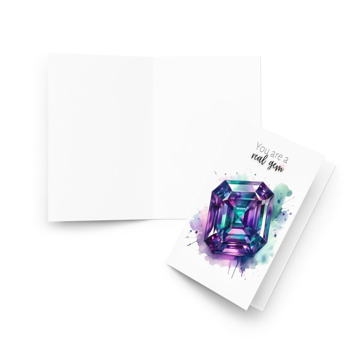 You are a real Gem | Watercolor Asscher Alexandrite Greeting Card