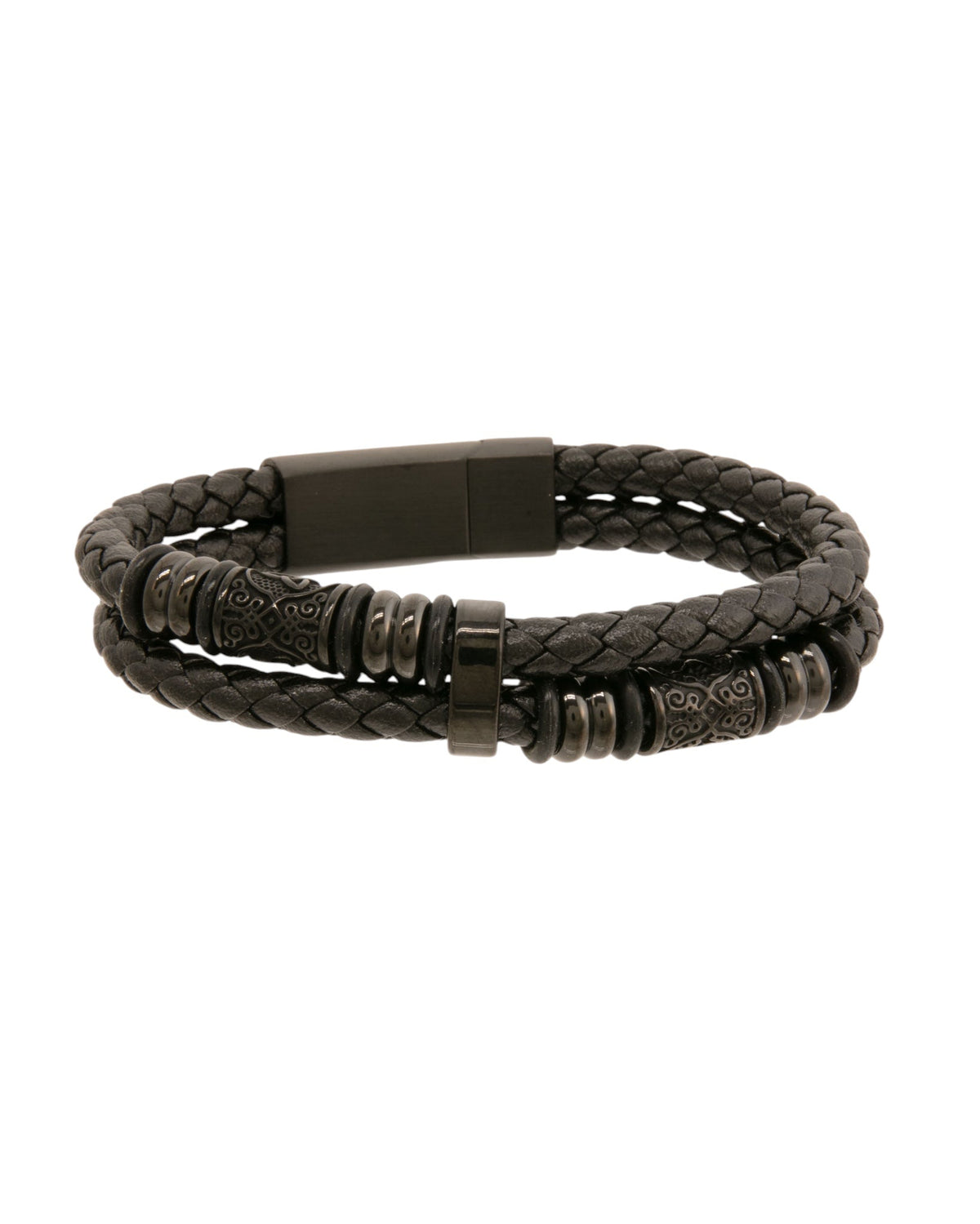 Mens Bracelet Black Double Rope