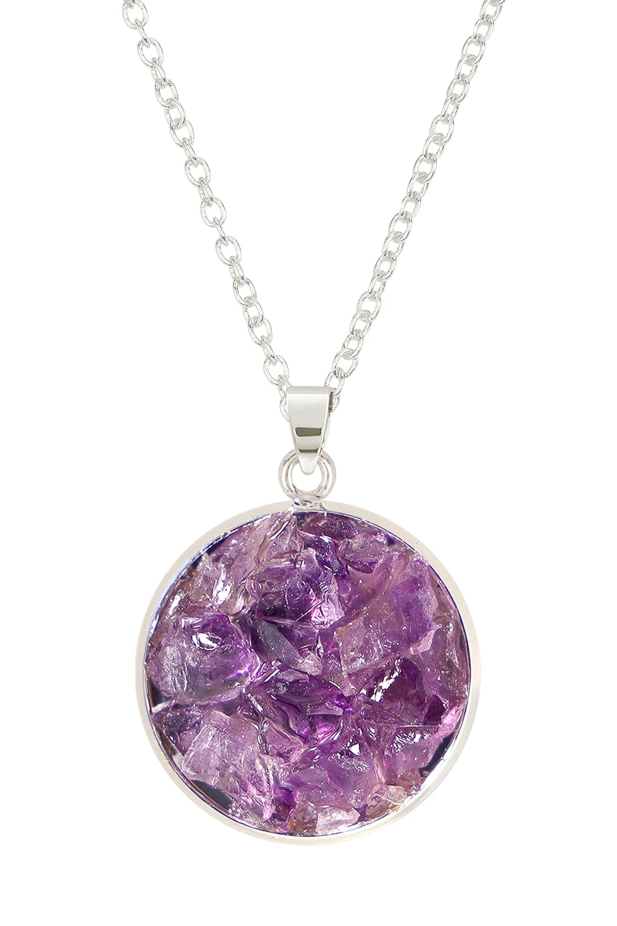 Amethyst Round Shaped Pendant Necklace - SP