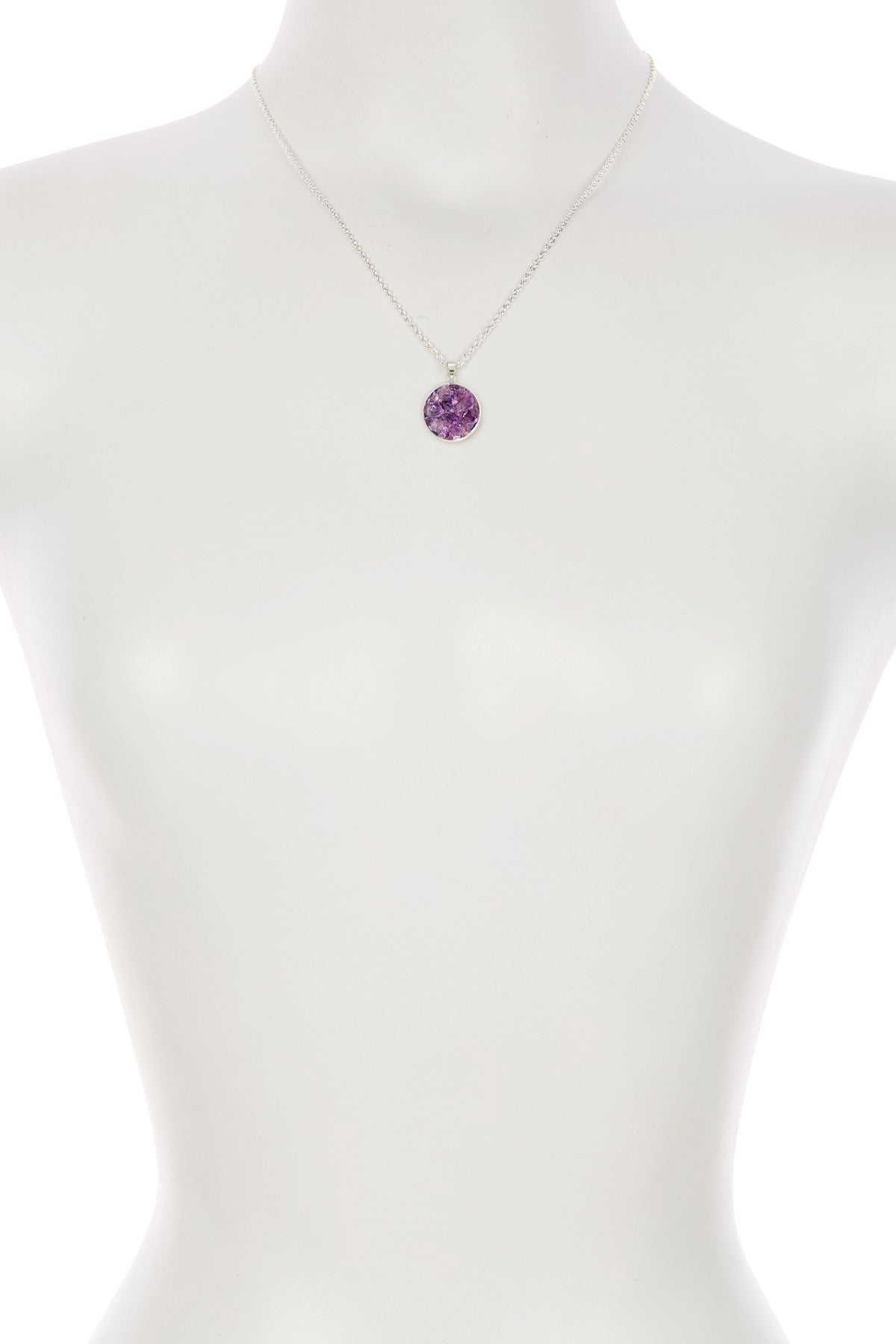 Amethyst Round Shaped Pendant Necklace - SP