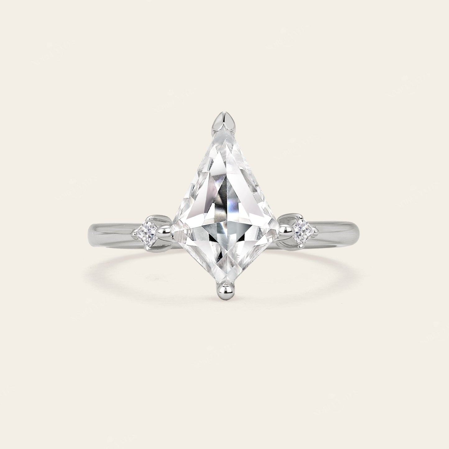 Kite Cut Moissanite Art Deco Bridal Sets Engagement Ring 2pcs