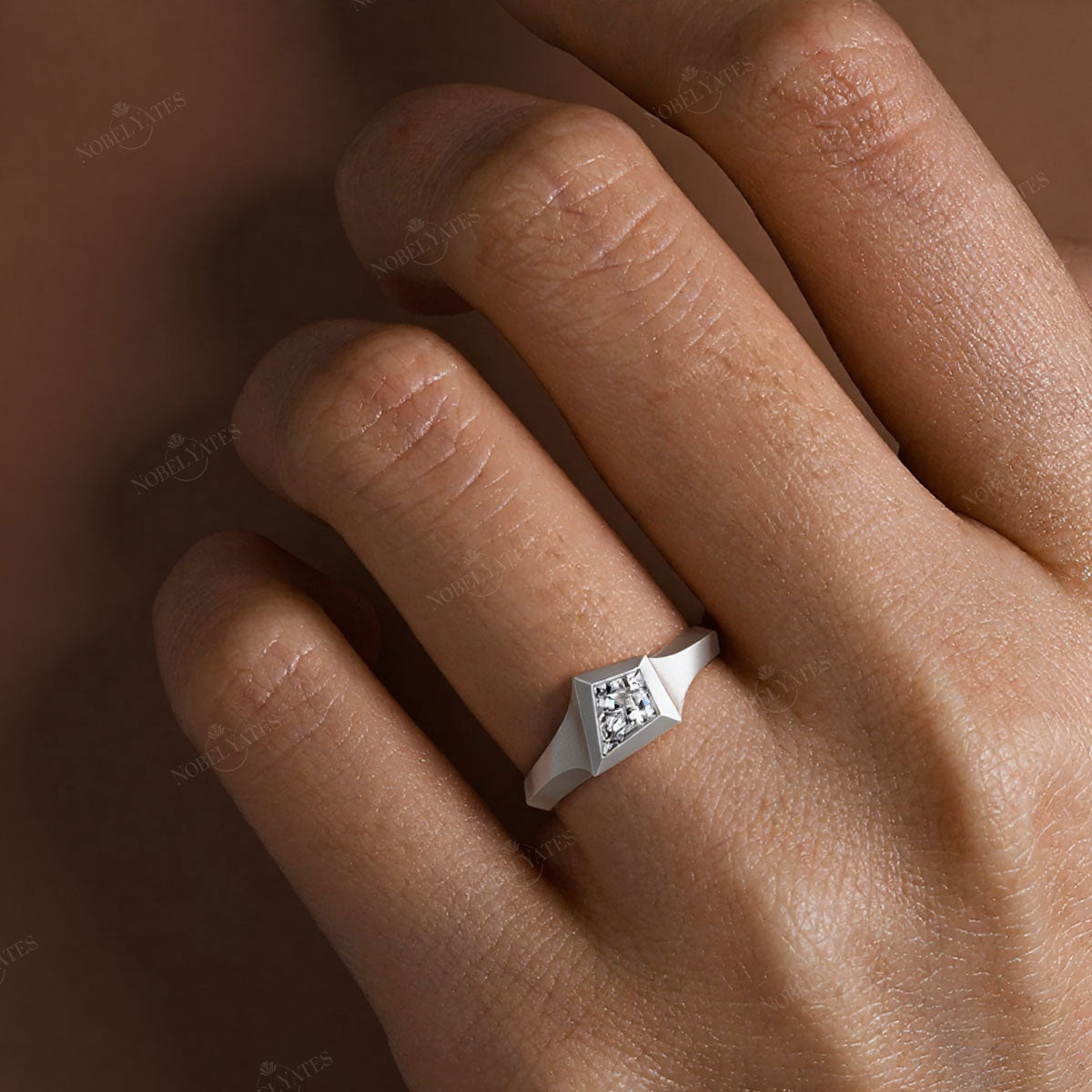 Kite Cut Moissanite Art Deco Men's Engagement Ring