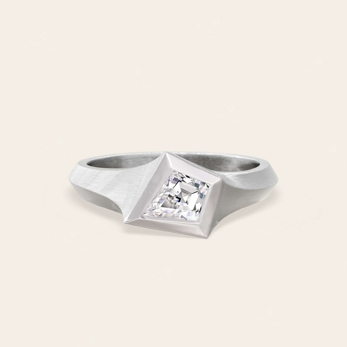 Kite Cut Moissanite Art Deco Men's Engagement Ring