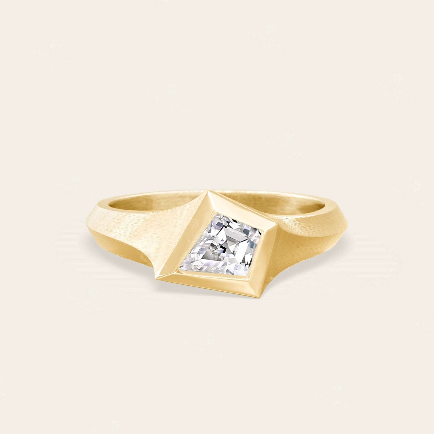 Kite Cut Moissanite Art Deco Men's Engagement Ring