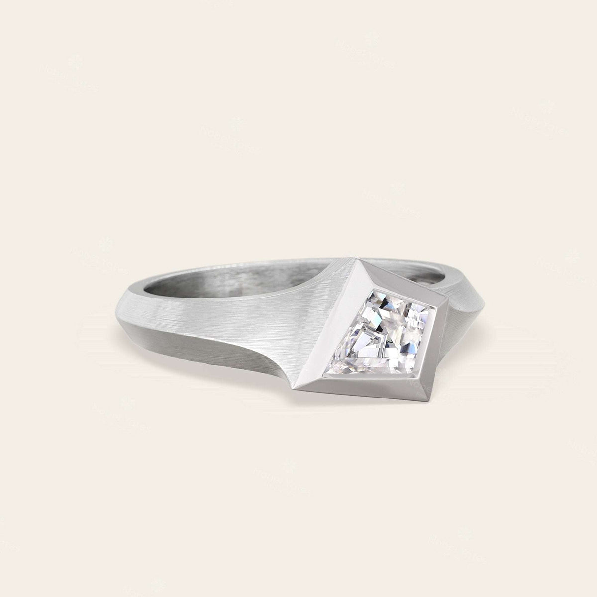 Kite Cut Moissanite Art Deco Men's Engagement Ring