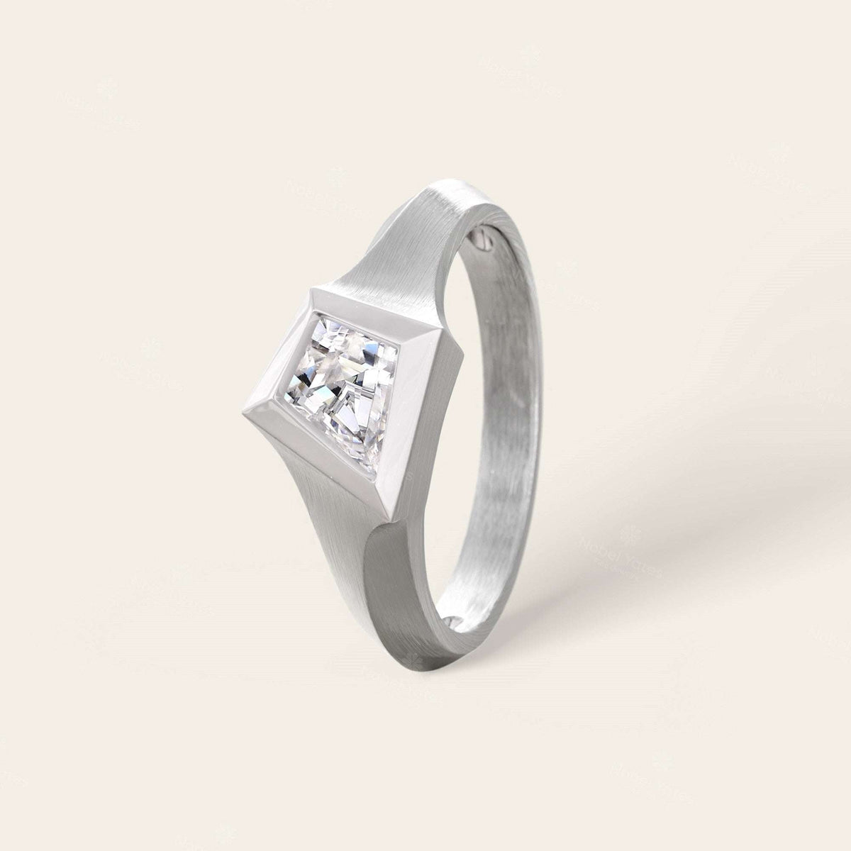 Kite Cut Moissanite Art Deco Men's Engagement Ring