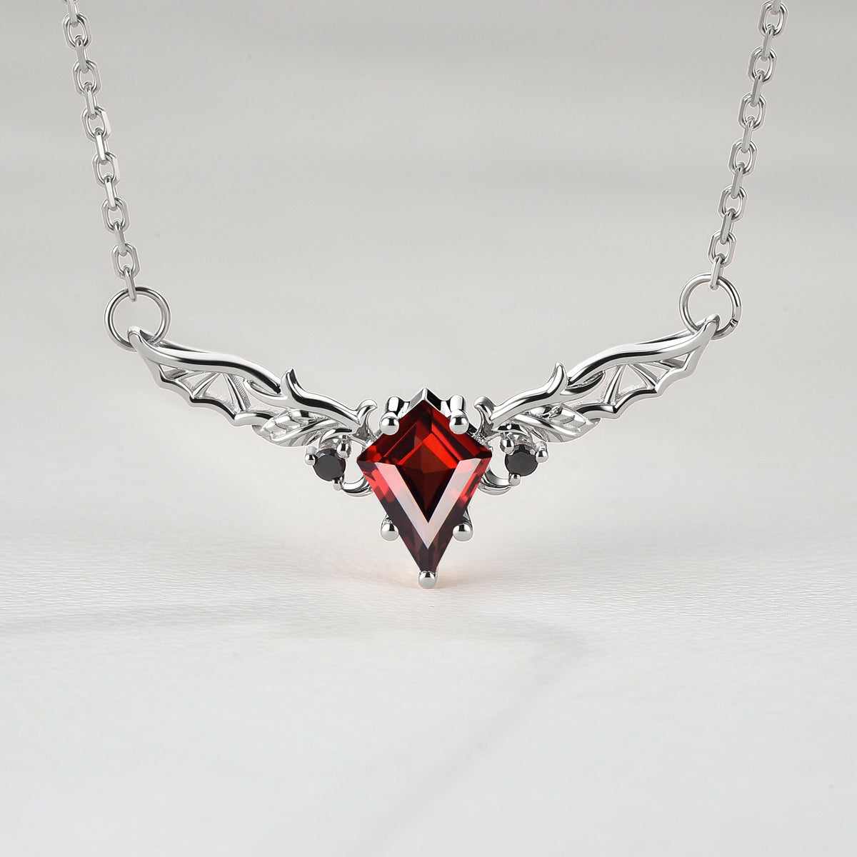 Kite Shaped Garnet Rose Gold Necklace Halloween Jewelry