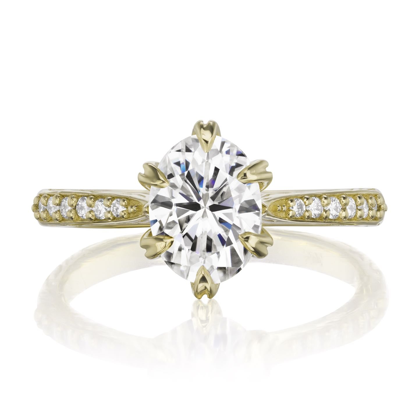 ・LAYLA・Oval Moissanite Center, Twig Textured Diamond Band (1.5ct Center)