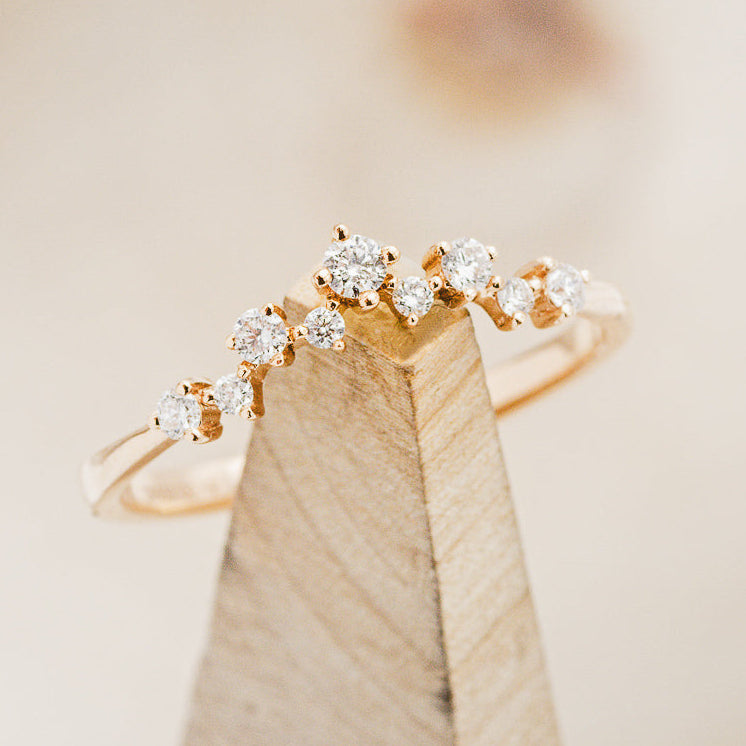 "Starla" - Round Cut Onyx Engagement Ring With Starburst Diamond Halo