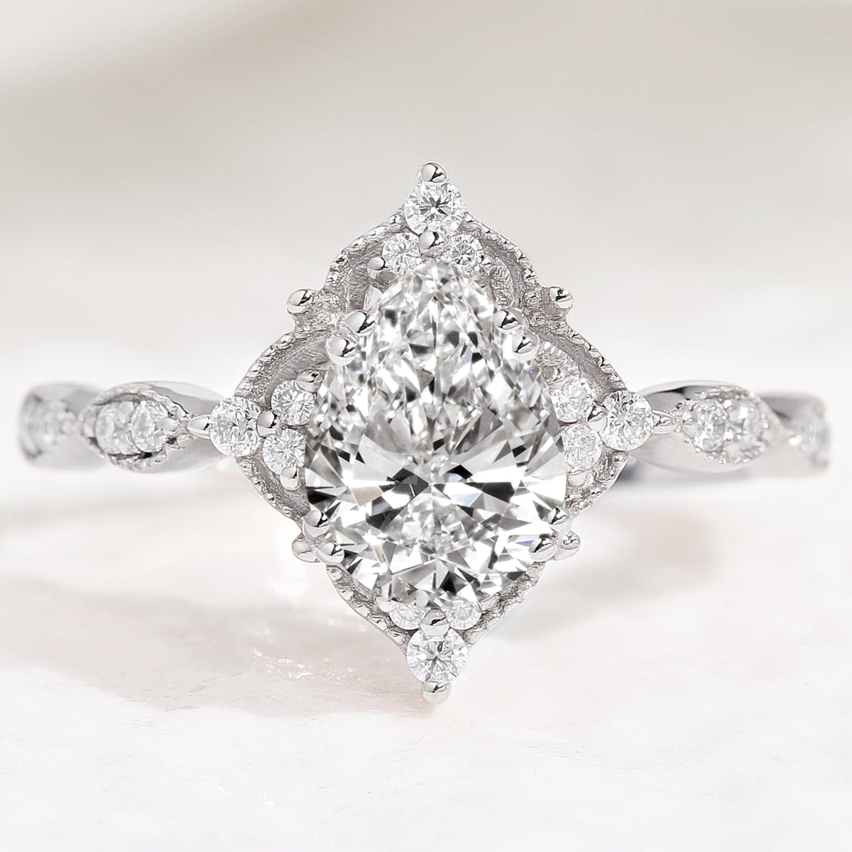 1ct Pear Cut Lab Grown Diamond Engagement Ring