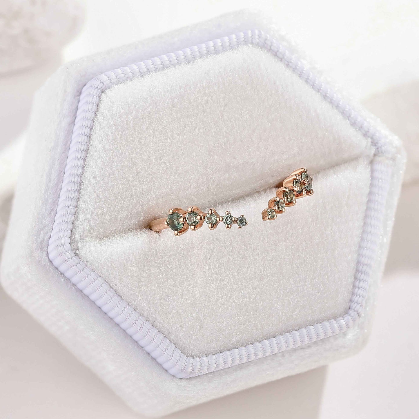 Custom Order For Natural Green Sapphire Ring Open Wedding Band