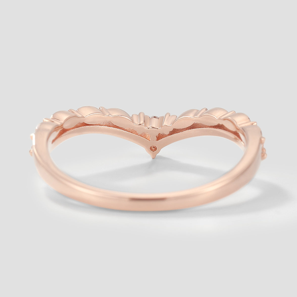 Curved V Shaped Moissanite Stackable Wedding Band