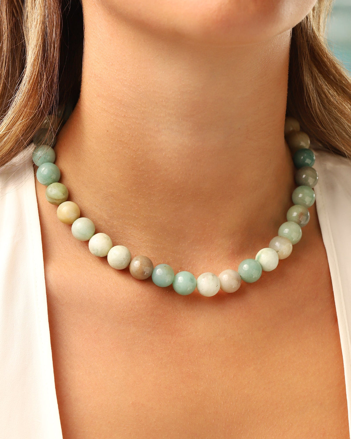 Multi Amazonite Chunky Beaded Necklace | 12mm