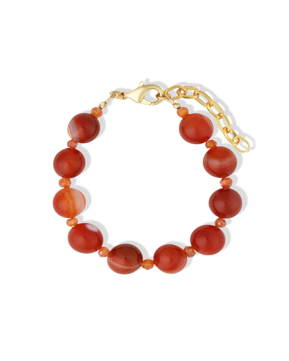 Red Agate Beaded Bracelet | 12mm