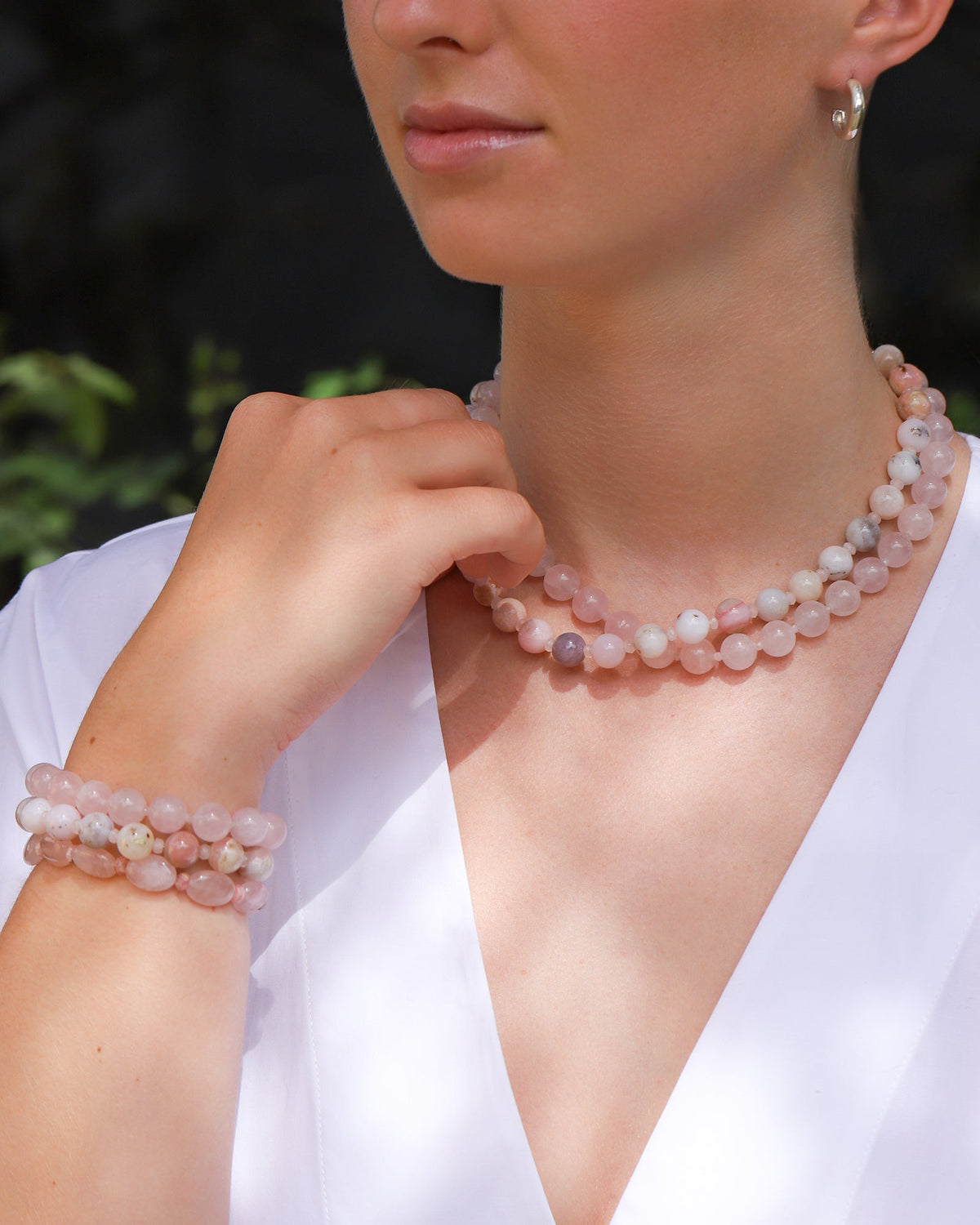 Rose Quartz Beaded Necklace | 10mm