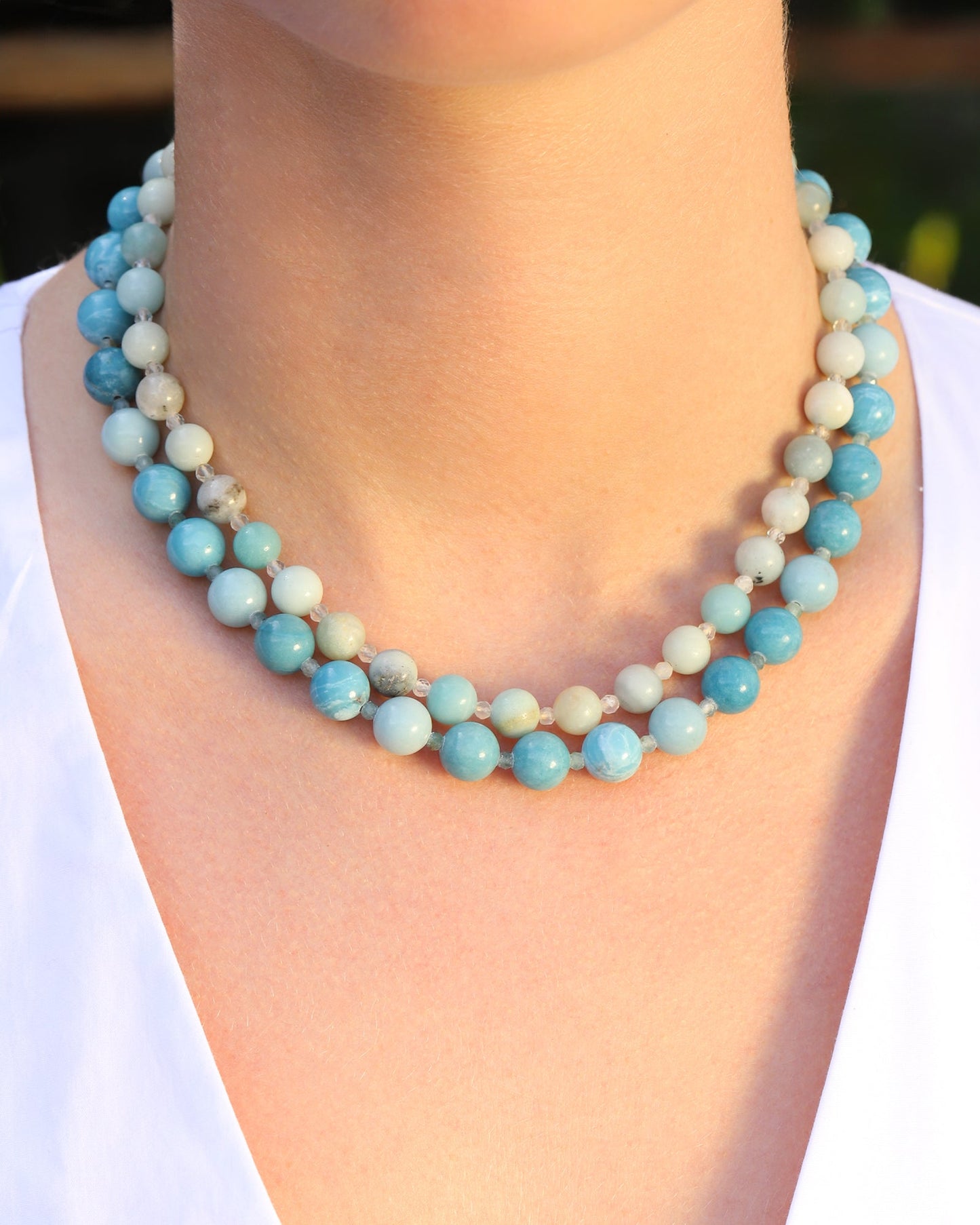 Larimar Beaded Necklace | 10mm