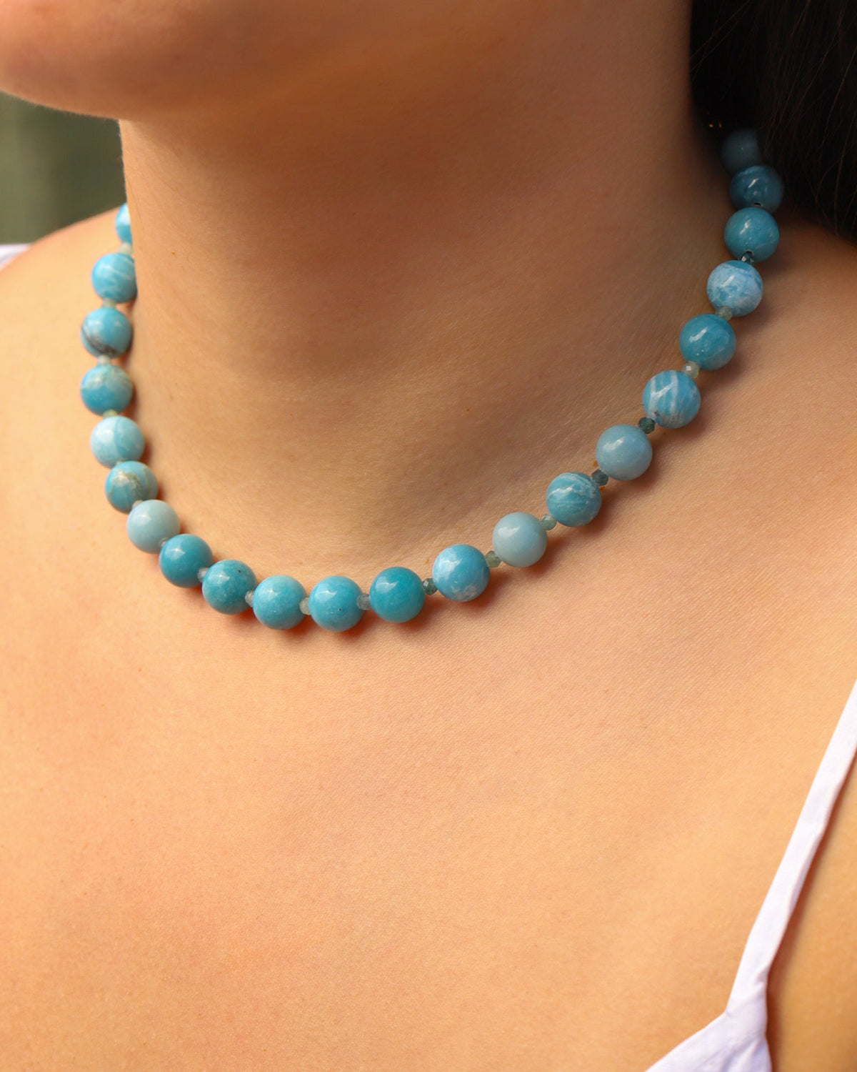 Larimar Beaded Necklace | 10mm