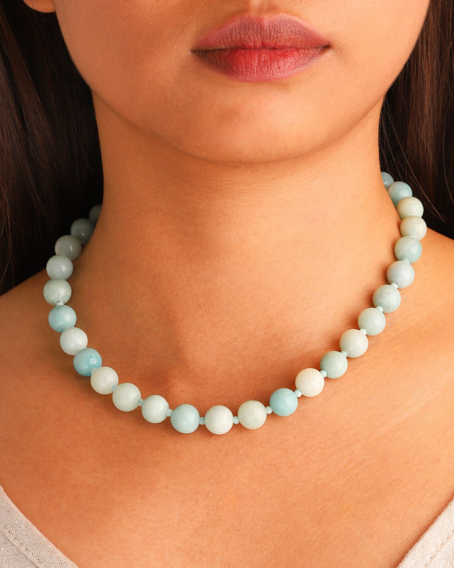 Blue Amazonite Beaded Necklace | 10mm