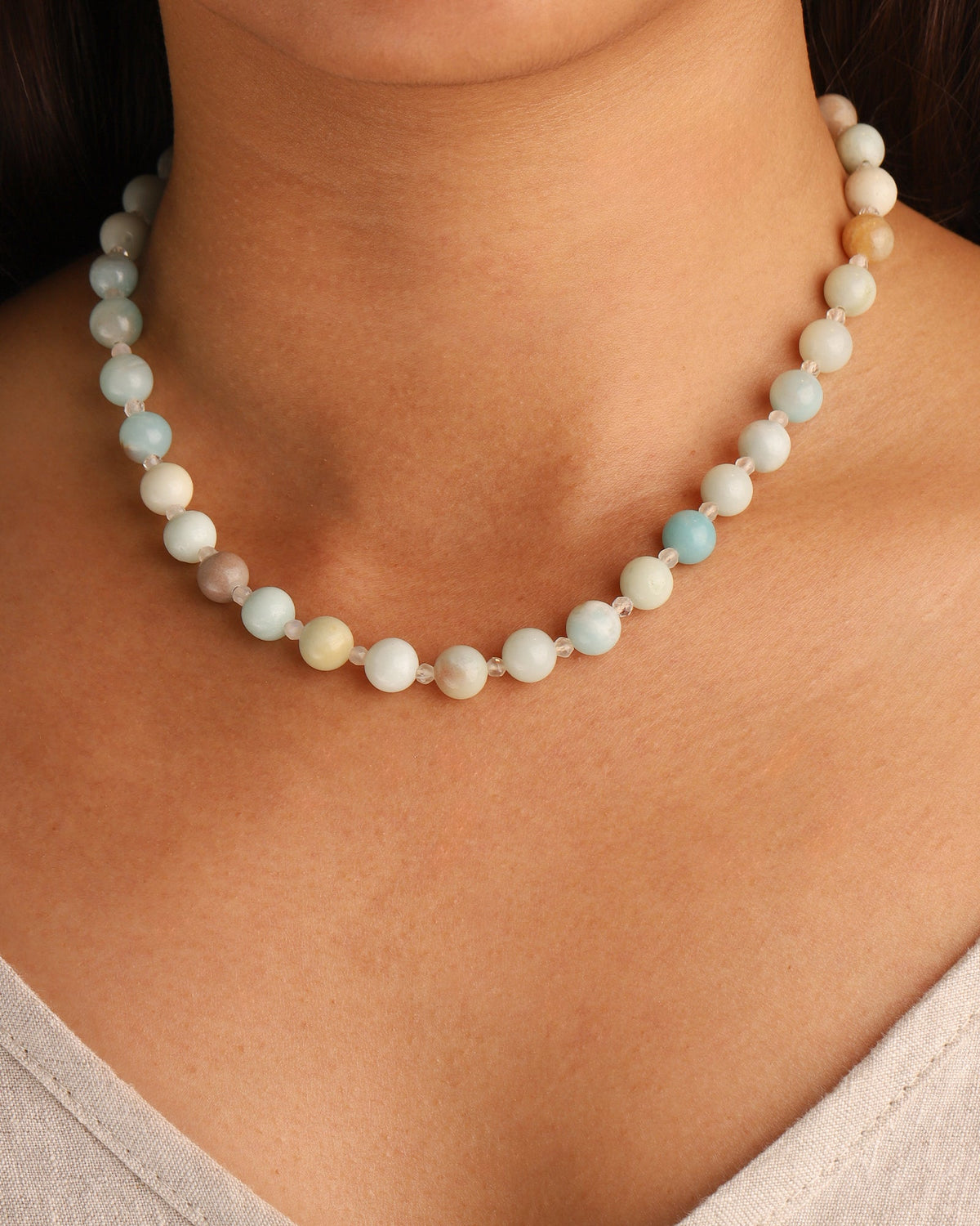 Multi Amazonite Beaded Necklace | 8mm