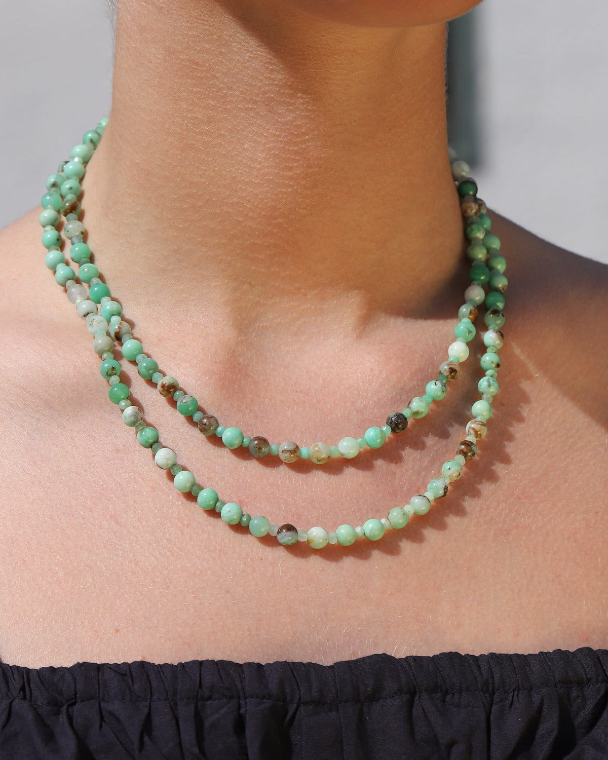 Chrysoprase Extra Long Beaded Necklace | 6mm
