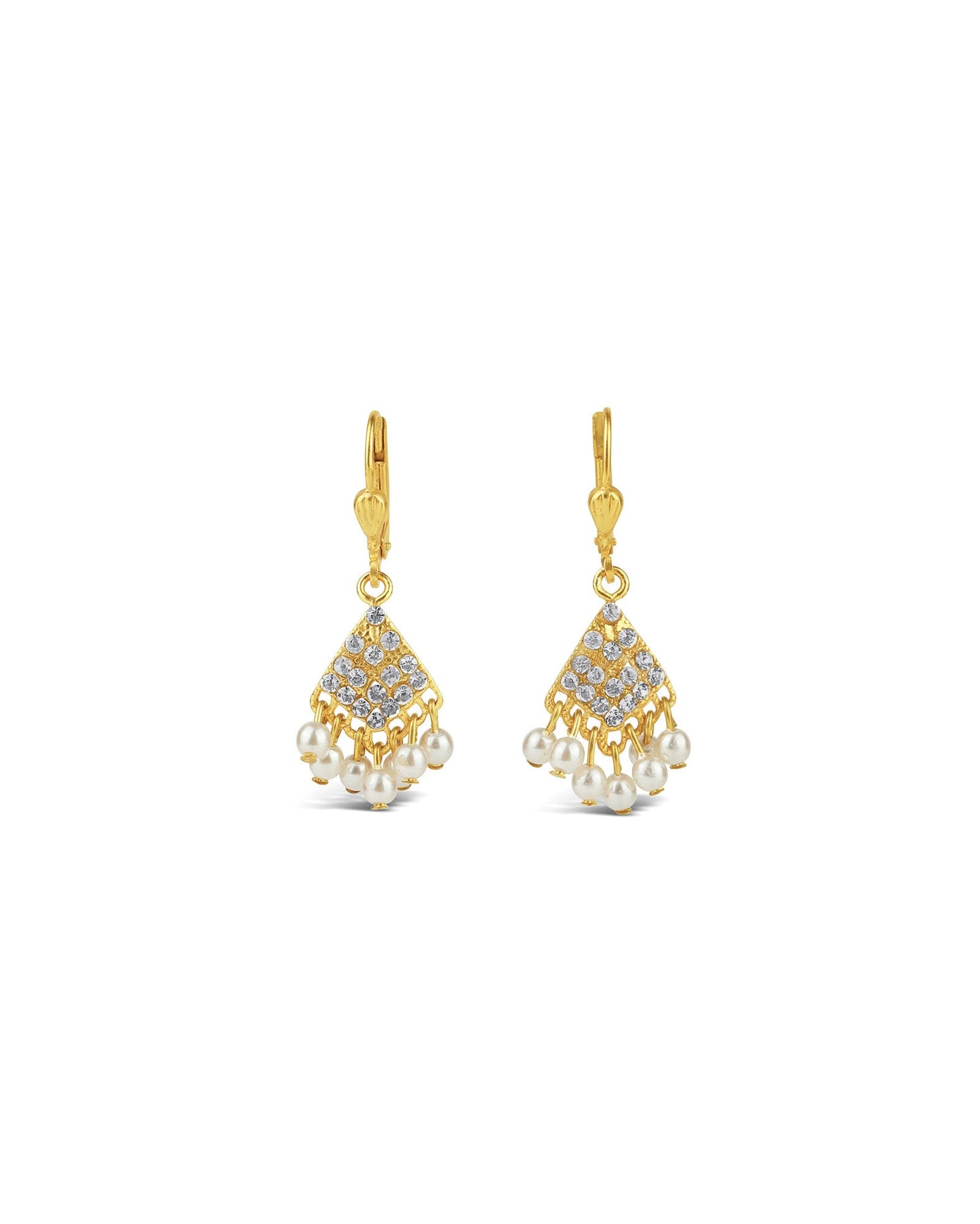 Fan Crystal Pearl Drop Hooks