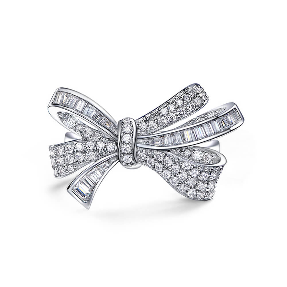 Lab-Created Sapphire Bow Sterling Silver Ring