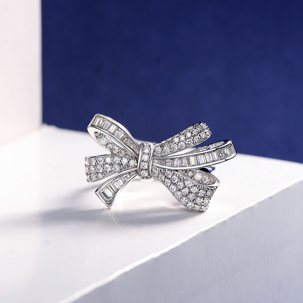 Lab-Created Sapphire Bow Sterling Silver Ring