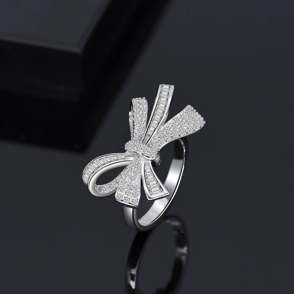 Lab-Created Sapphire Bow Sterling Silver Ring