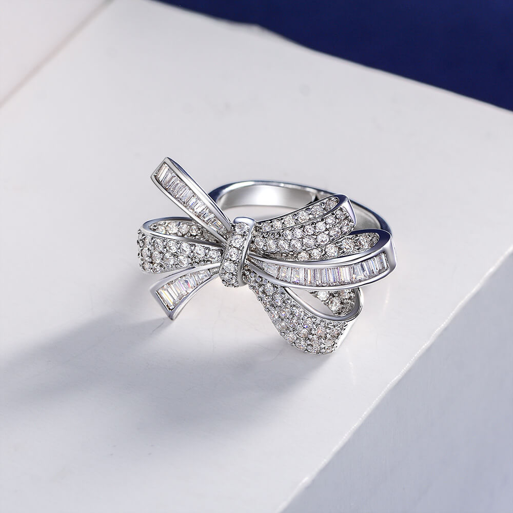 Lab-Created Sapphire Bow Sterling Silver Ring