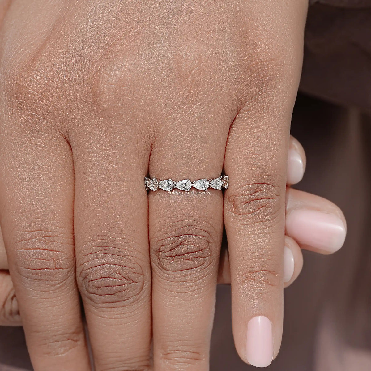Pear Cut Lab Diamond Eternity Wedding Band