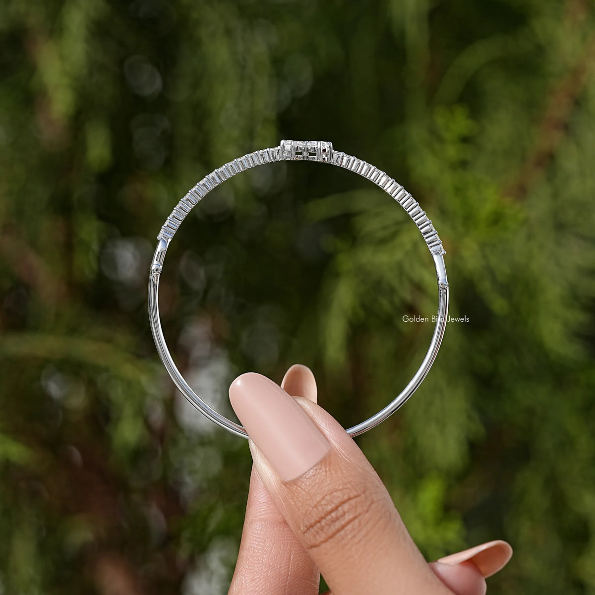 Pear Cut Lab Diamond Flower Shape Bangle Bracelet