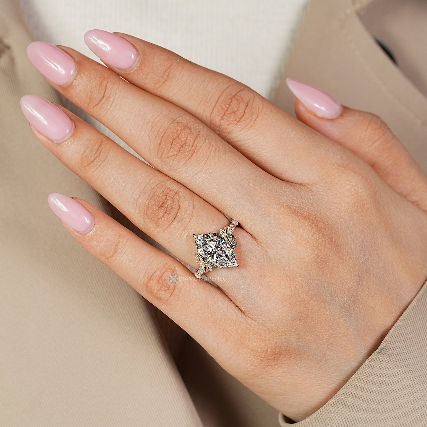 Marquise Cut Diamond Ring in Vintage Art Deco Style