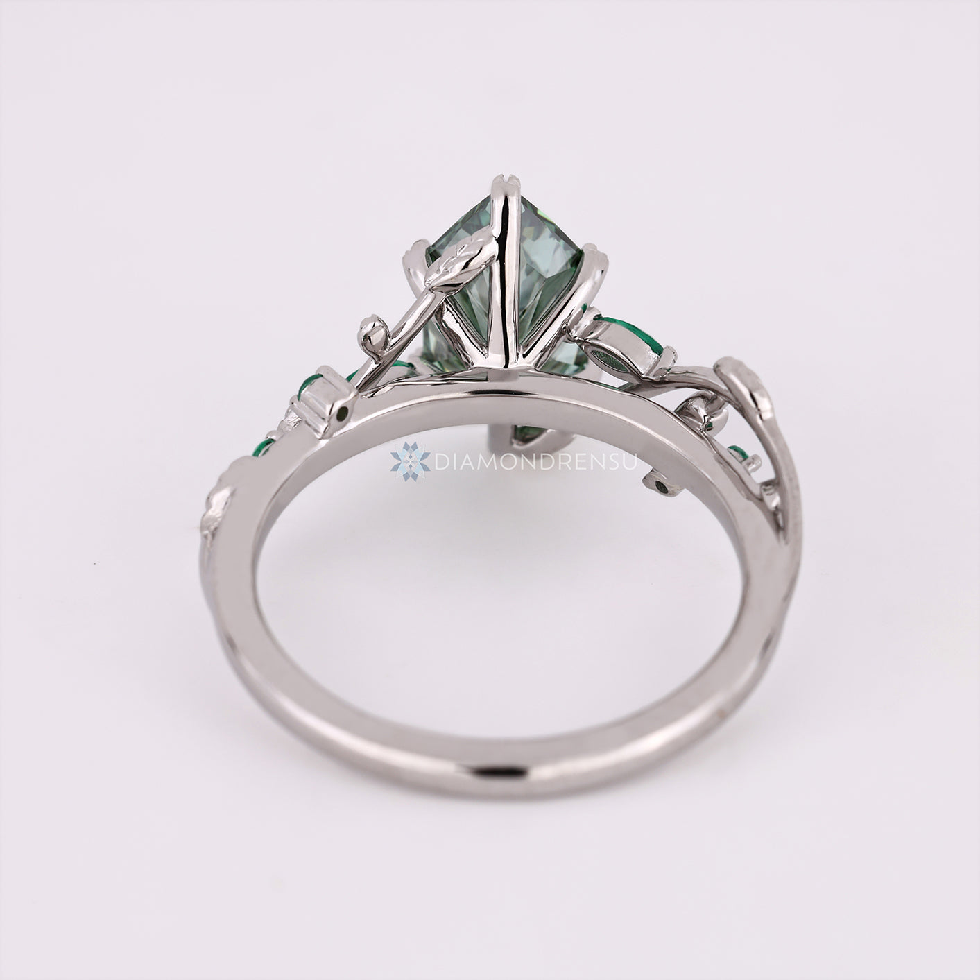 Green Dutch Marquise Diamond Ring in Nature Inspired Style