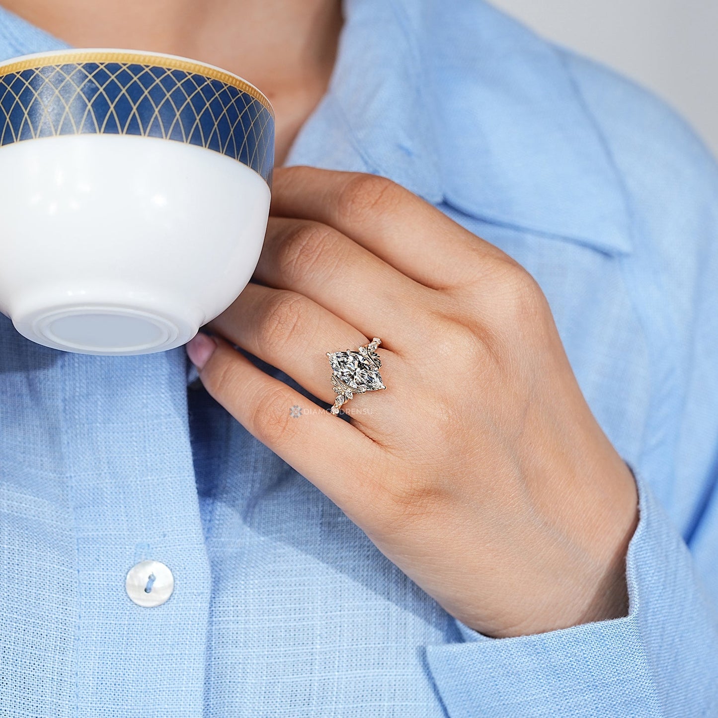 Marquise Cut Diamond Ring in Vintage Art Deco Style
