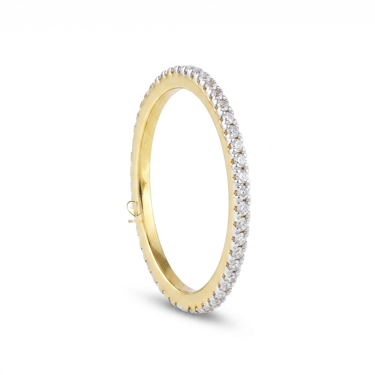 Lab Grown Round Cut Two Tone Stackable Wedding Band