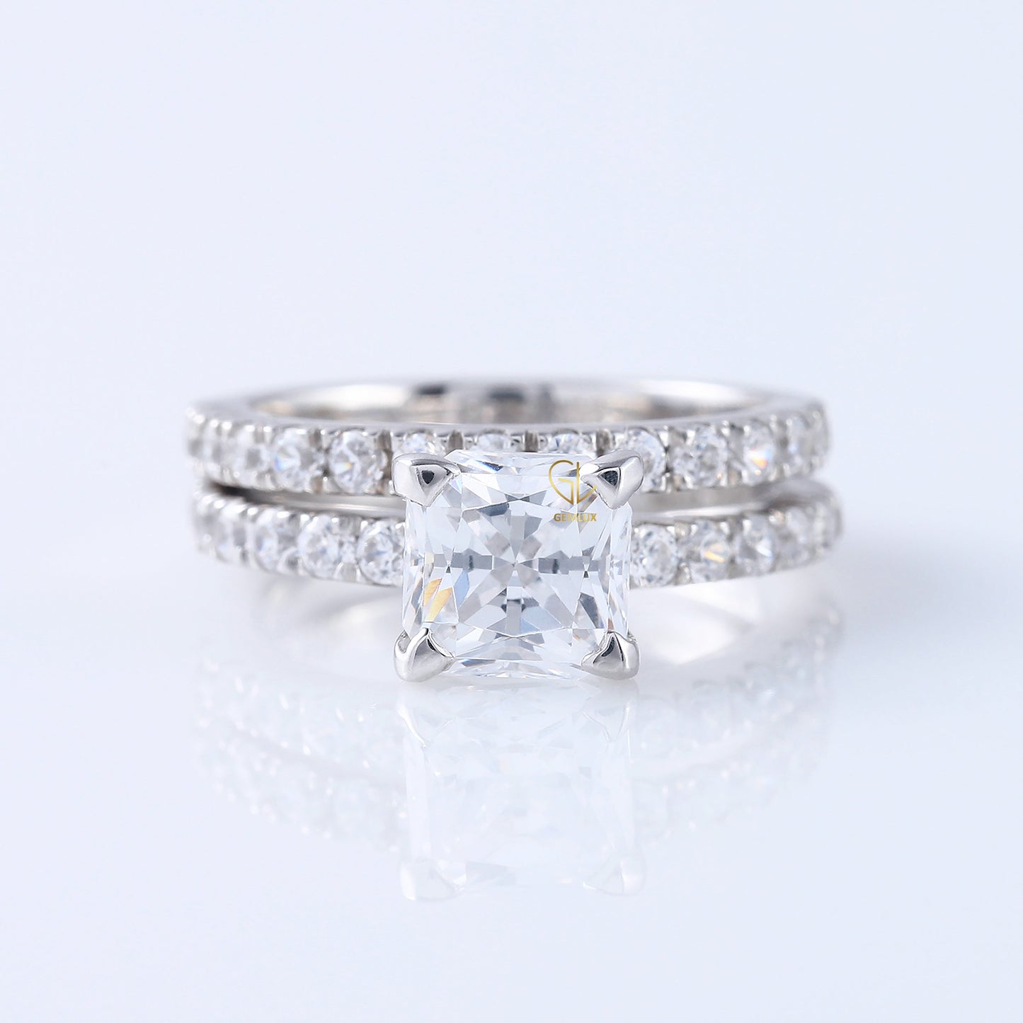 Princess Cut Lab Grown Diamond Ring Set For Bridal