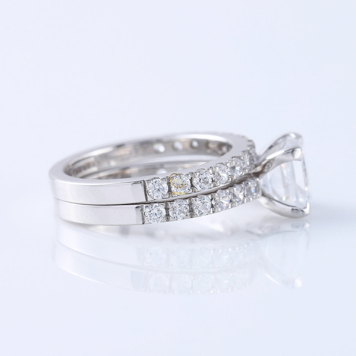 Princess Cut Lab Grown Diamond Ring Set For Bridal