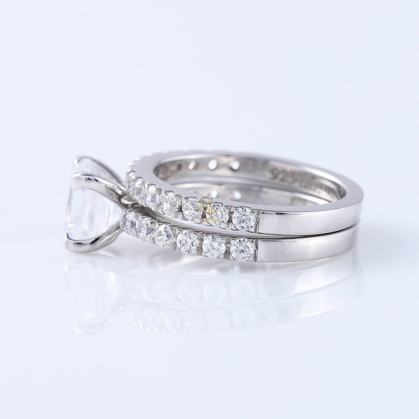 Princess Cut Lab Grown Diamond Ring Set For Bridal