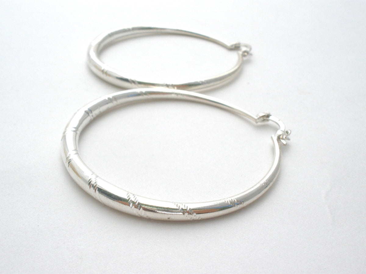 Large Hoop Earrings Sterling Silver