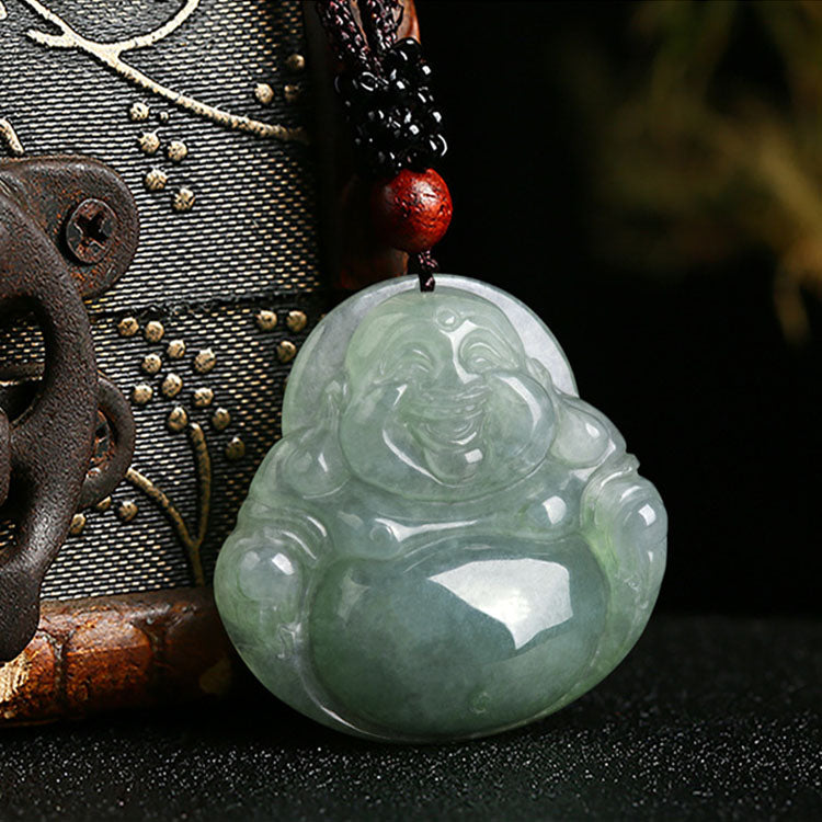 Jade Laughing Buddha Necklace