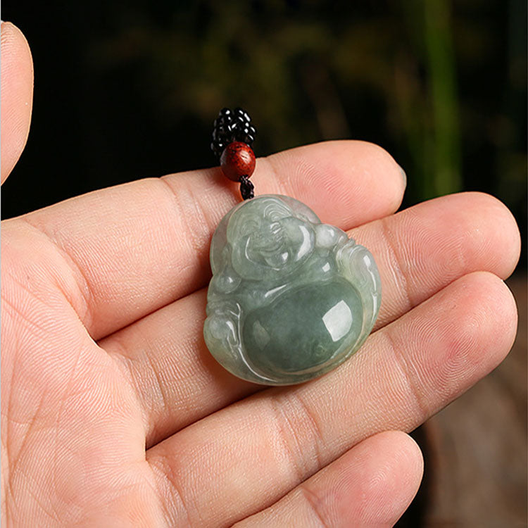 Jade Laughing Buddha Necklace