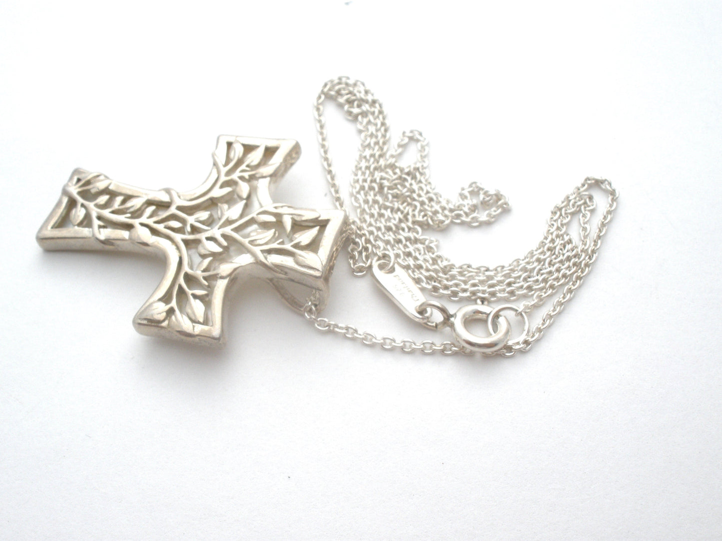 Lavaggi Mother of Pearl Cross Sterling Silver Necklace