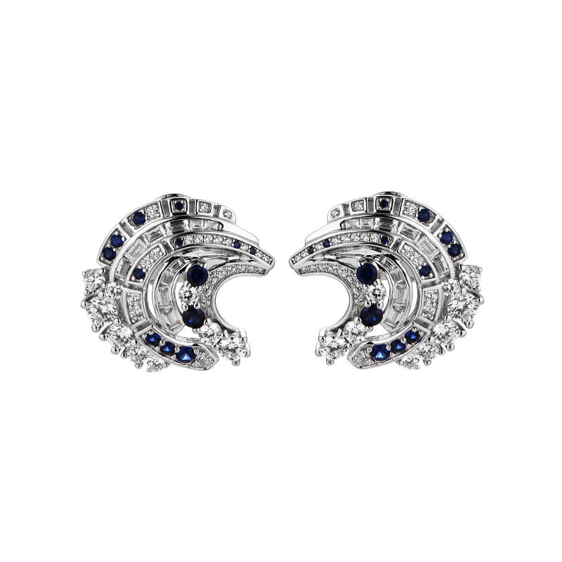 Layered Stacked Sapphire Stud Earrings In Sterling Silver