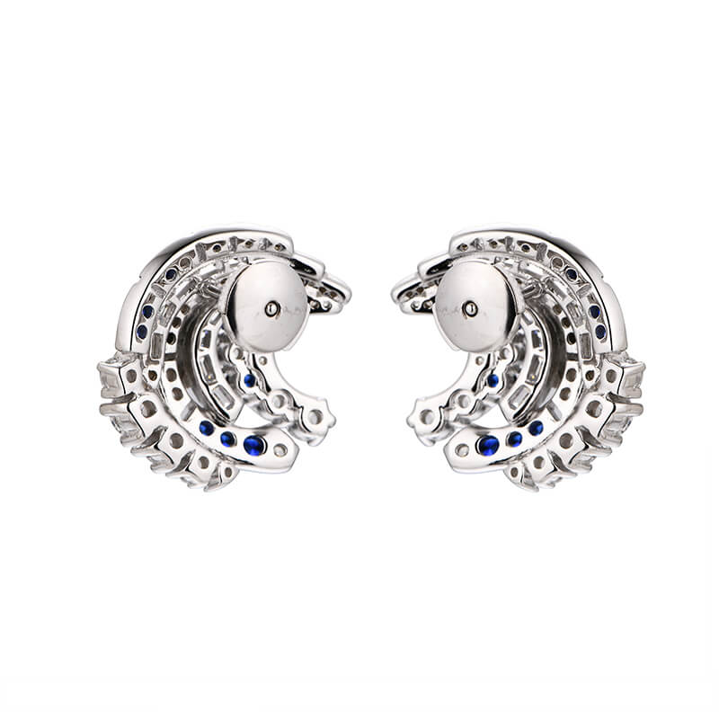 Layered Stacked Sapphire Stud Earrings In Sterling Silver